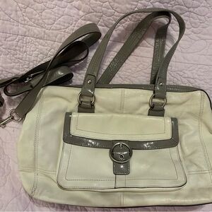 Coach Cream and Gray Shoulder Bag